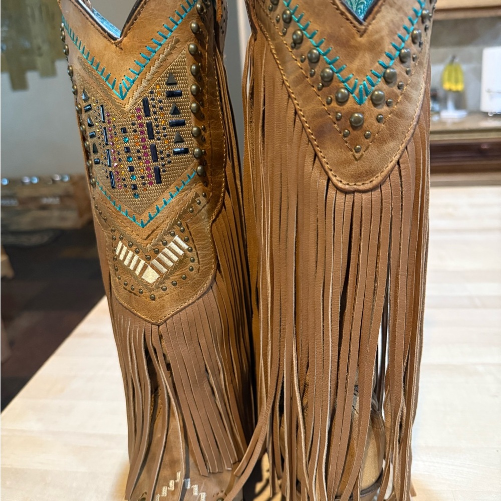 Corral Fringed Beaded Boots